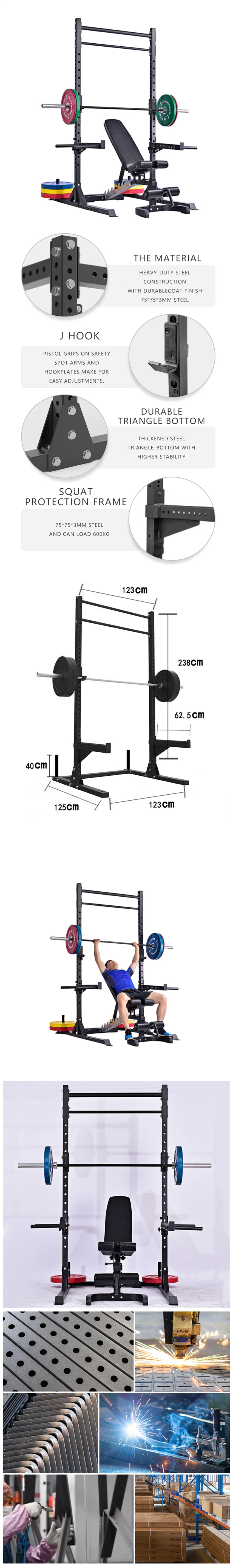 Multifunction Multi-Purpose Pull up Gym Equipment Fitness Adjustable Heavy Duty Gym Weight Equipment Power Bench Press Squat Home Gym Rack